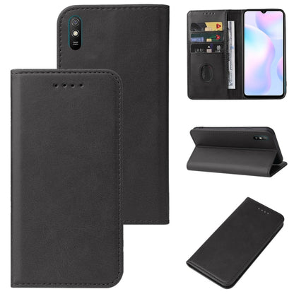 Black magnetic leather phone case with folio flip, card slots, and stand cover