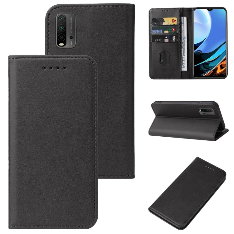 Black leather phone case with magnetic closure, flip cover, and card slots