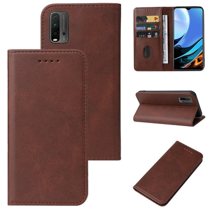 Brown leather phone case with magnetic closure and card slots