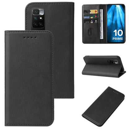 Black leather phone case with magnetic closure, flip cover, and card slots