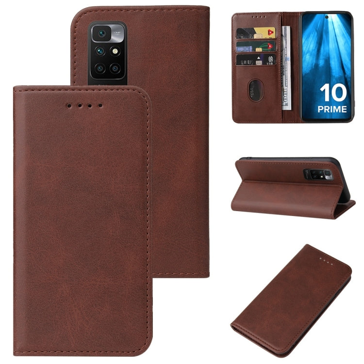 Brown leather phone case with magnetic closure, flip cover, and card slots