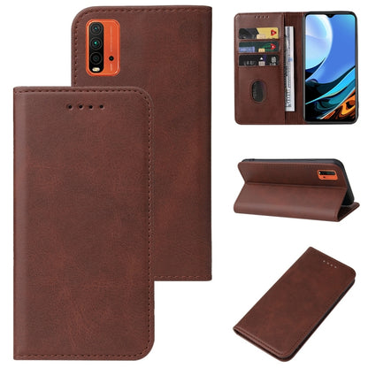 Brown leather magnetic flip phone case with card slot and foldable stand flap