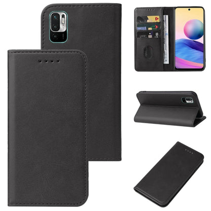 Black leather magnetic flip phone case with card slot and stitched border