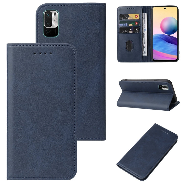 Blue leather magnetic flip phone case with card slot and stitched border