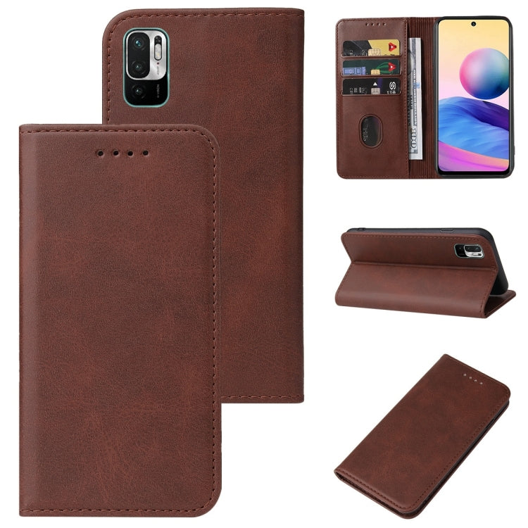 Brown leather magnetic flip phone case with card slot and fold-out stand