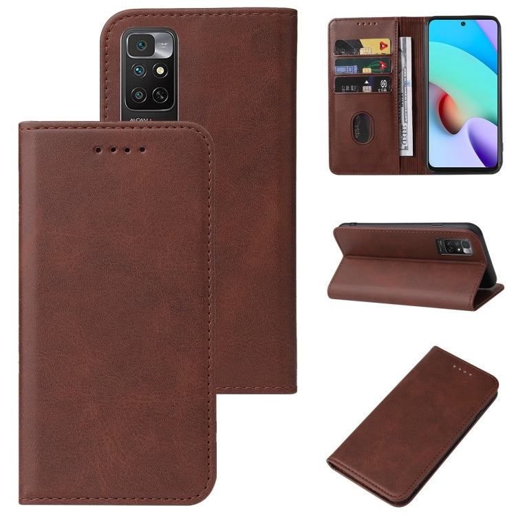 Leather folio phone case with magnetic closure, brown; card slot and kickstand.