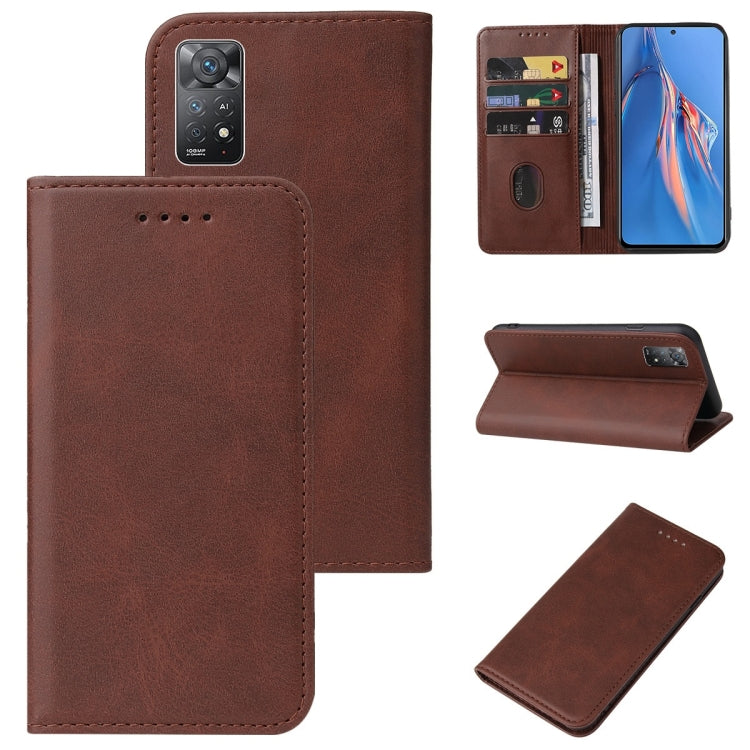 Brown leather wallet phone case with magnetic closure and fold-over kickstand