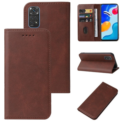 Brown leather wallet phone case with magnetic closure and built-in kickstand