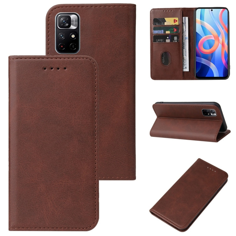 Brown leather phone case with magnetic closure, card slot, and stand cover