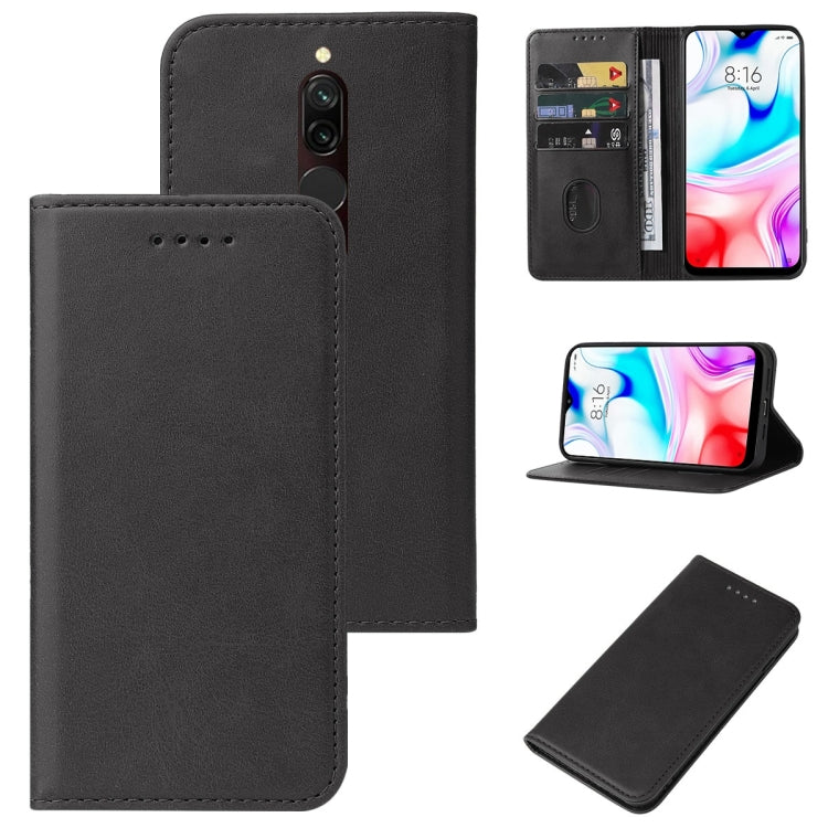 Black leather phone wallet case with magnetic closure, card slots and flip cover
