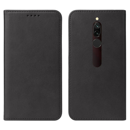 Black leather flip phone case with camera cutout and magnetic closure