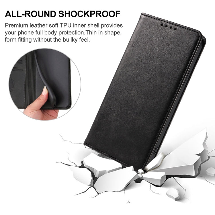 Black rugged leather phone case with full coverage and magnetic closure