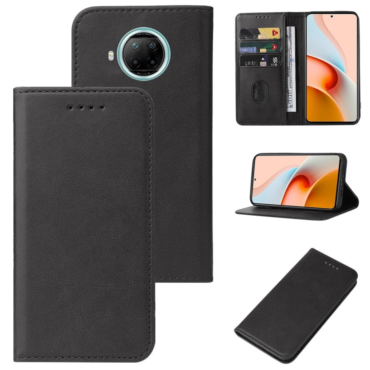 Black leather phone folio case with triple camera cutout and magnetic closure