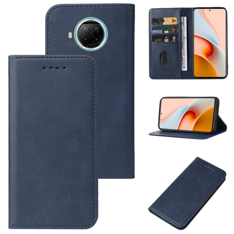 Blue leather magnetic folio case with card slot and front cover; phone shown open