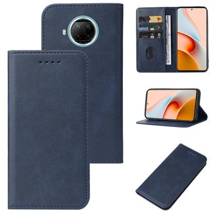Blue leather magnetic folio case with card slot and front cover; phone shown open