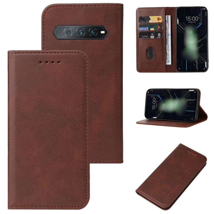 Brown leather wallet phone case with magnetic closure, camera cutout, and kickstand