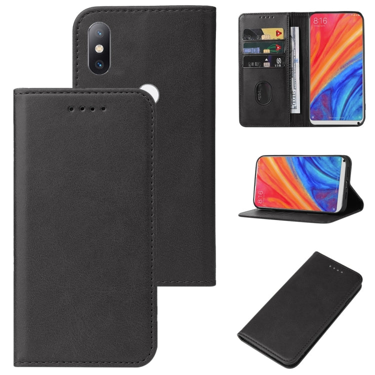 Black leather magnetic flip phone case with card pocket and magnetic clasp.