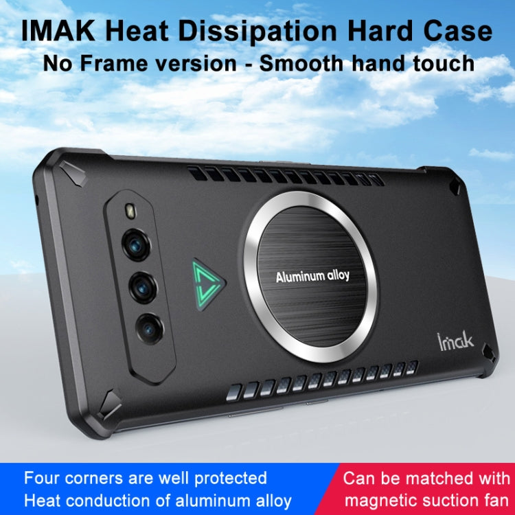Black heat-dissipation hard phone case with large circular aluminum ring and camera openings