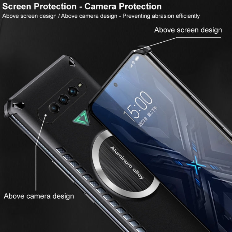 Gaming cooling phone case showing camera protection cutouts and circular aluminum ring