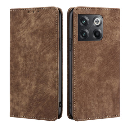 Brown magnetic leather phone case, flip cover with stitched border and camera cutout