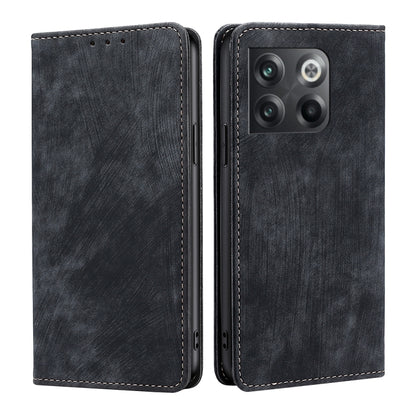 Black magnetic leather phone case, flip cover with stitched edges and camera opening