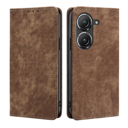 Brown magnetic leather phone case with flip cover; cutouts for dual camera lenses