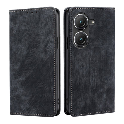 Black magnetic leather phone case with flip cover; cutouts for dual camera lenses