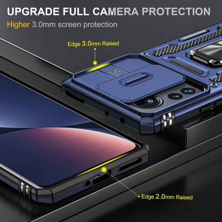 Blue Armor phone case showing raised camera edges for lens protection