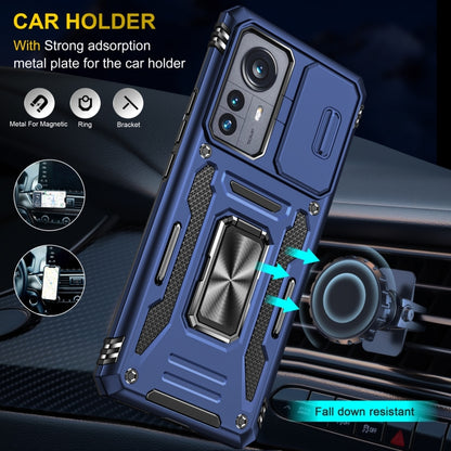 Blue Armor phone case with metal car holder ring and kickstand stand