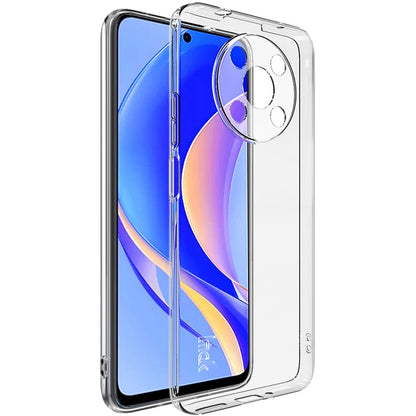 Transparent shockproof TPU phone case with camera cutout and raised edges