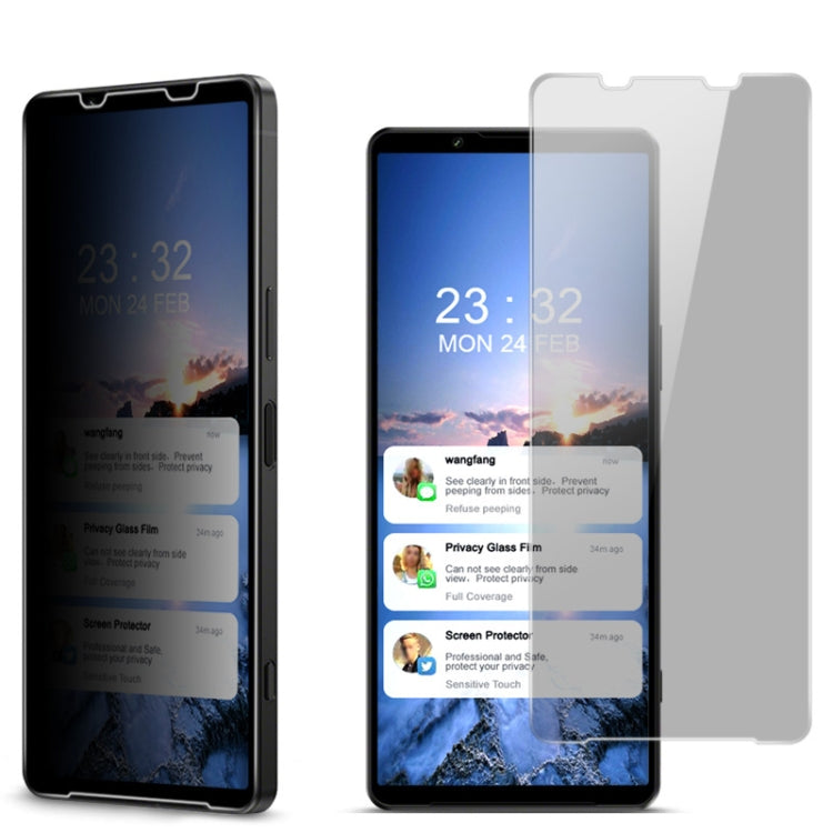 Privacy tempered glass screen protector fitted on a black smartphone display