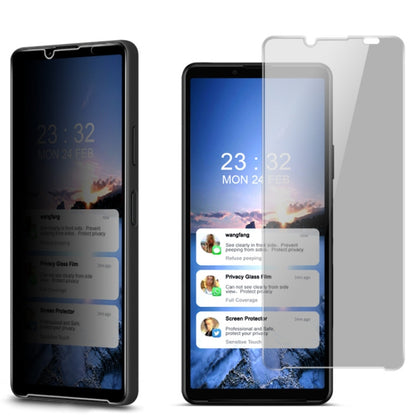 Privacy tempered glass screen protector installed on a front-facing smartphone
