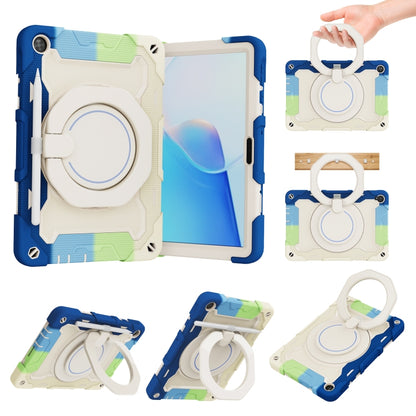 Tablet case with circular stand ring, blue/green contrast, for Huawei MatePad T10s