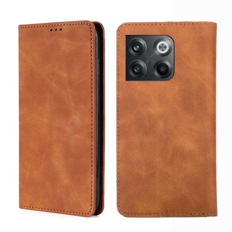 Magnetic flip leather phone case in light brown, with back camera cutout and stitching