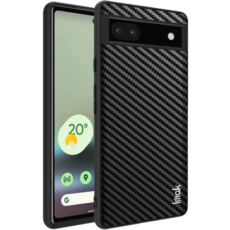 Black carbon-fiber pattern TPU phone case with camera cutout for Pixel 6a
