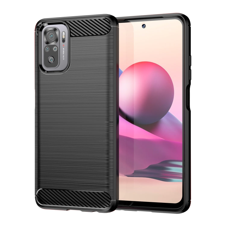 Black brushed texture TPU phone case with carbon-fiber style grip accents