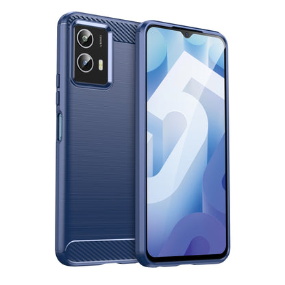 Navy blue rugged TPU phone case with textured back and carbon-fiber bumper trim