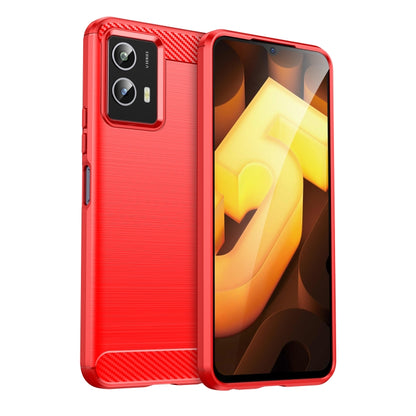 Red brushed carbon-fiber texture shockproof TPU phone case with camera cutout and ports