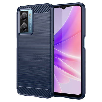 Navy blue shockproof TPU phone case with brushed carbon-fiber back and carbon-fiber corner details