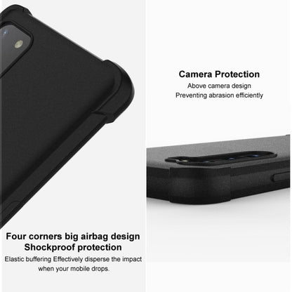 Matte black TPU phone case with corner airbag design for shockproof protection