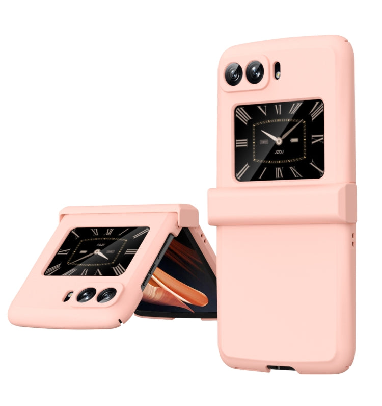 Pink three-piece hinge phone case with folding stand for Motorola Moto Razr 2022