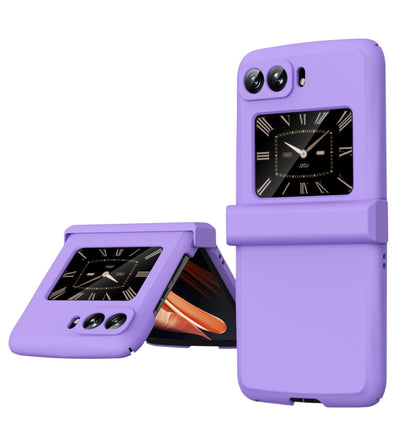 Purple three-piece hinge phone case with folding stand for Motorola Moto Razr 2022
