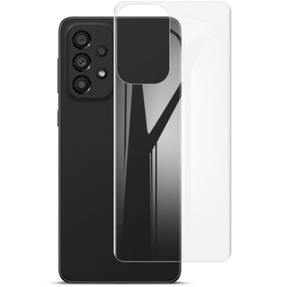 Clear hydrogel film phone back protector over black phone rear