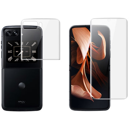 Curved clear hydrogel film set for outer screen and inner display, multi-piece coverage