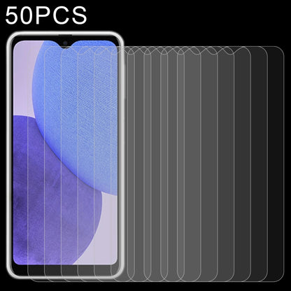 50-pack tempered glass screen protectors stacked for a phone with curved edges