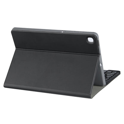 Black tablet folio case with built-in stand and rounded corner cutout