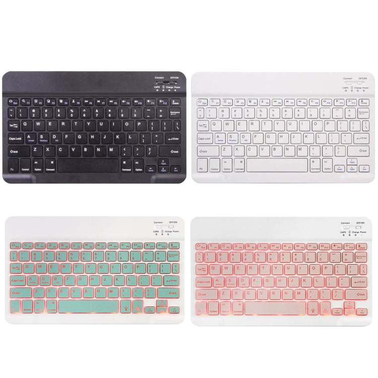 Backlit keyboard key layouts with black and white key panels