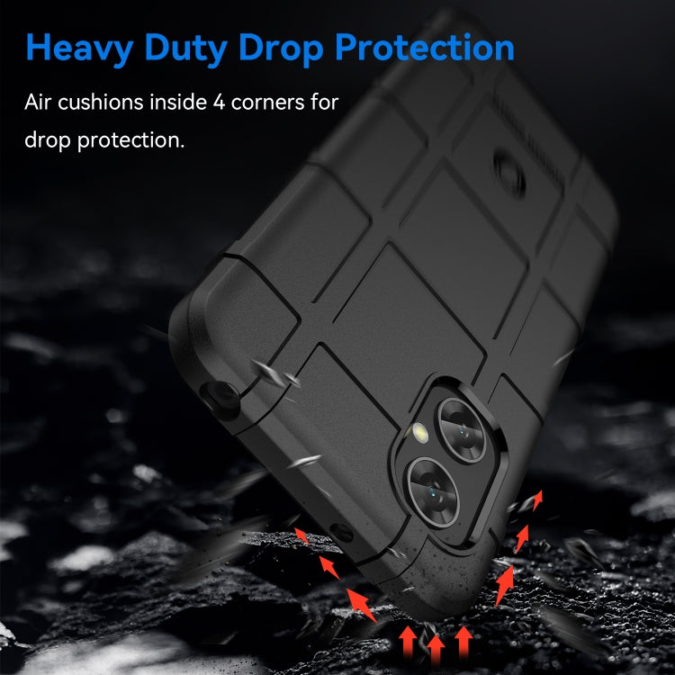 Black shockproof TPU phone case with rugged corners and impact-resistant bumper design