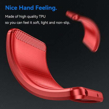 Red TPU phone case with brushed texture and curved handhold edge for grip