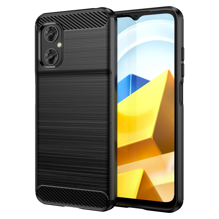 Black TPU phone case with brushed carbon-fiber texture, raised camera cutouts